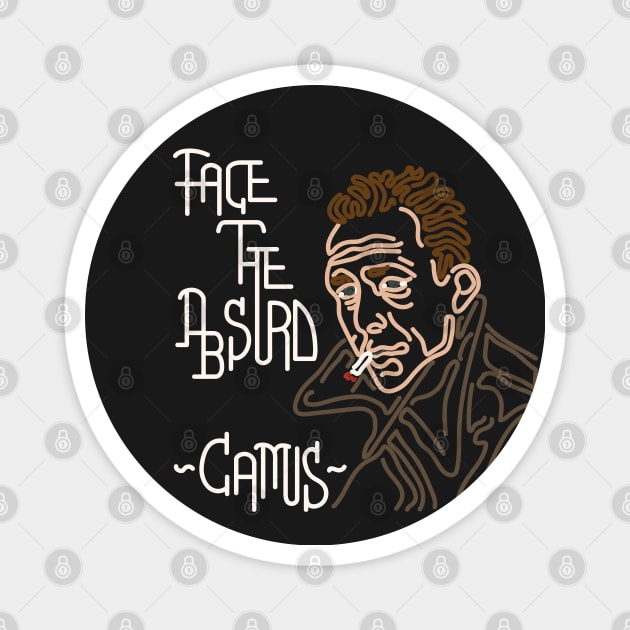 STYLIZED LINE ART CAMUS - FACE THE ABSURD - neutral Magnet by Xotico Design